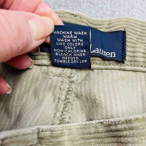 Vintage Polo Ralph Lauren Andrew Corduroy Pants Mens 42x32(29) Khaki Pleated - Picture 4 of 10